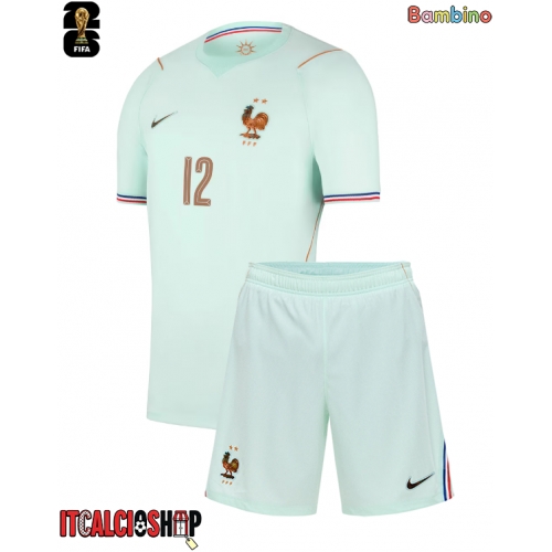 Francia Bradley Barcola #12 Seconda Maglia Bambino Mondiali 2026 Manica Corta (+ Pantaloni corti)